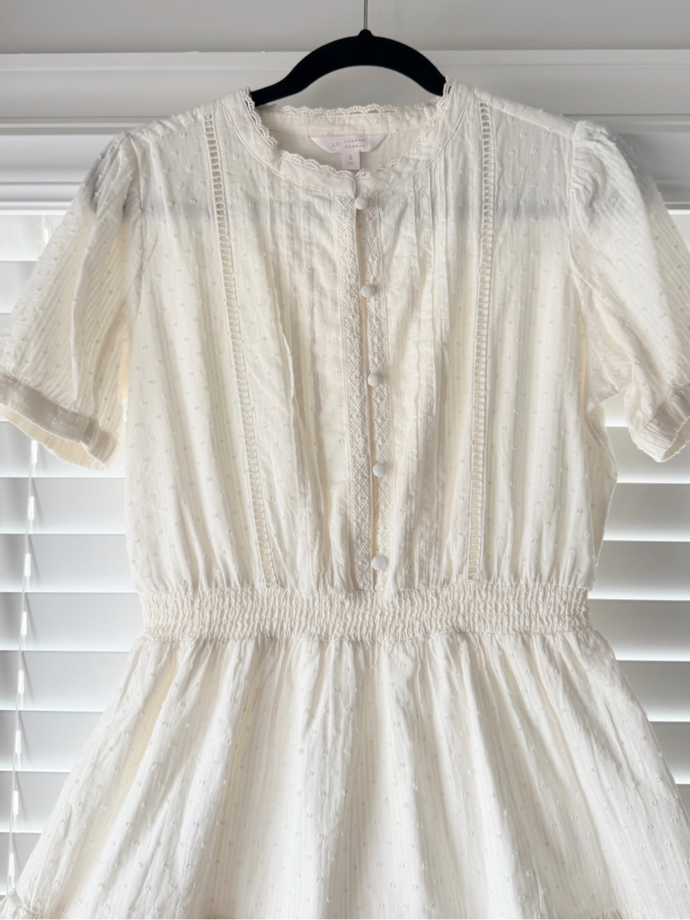 LC Lauren Conrad Ivory Eyelet Button-Front Midi Dress